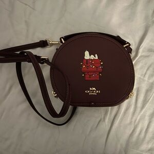 Coach Brown Crossbody Bag with Snoopy Design